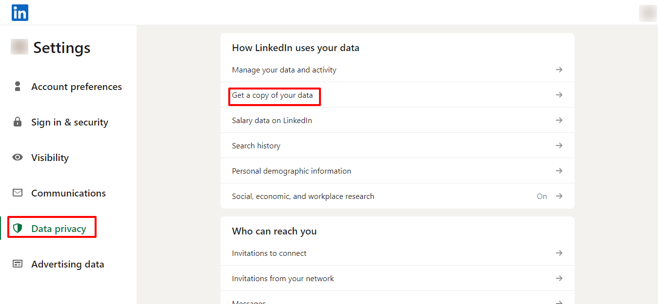 Email search on LinkedIn